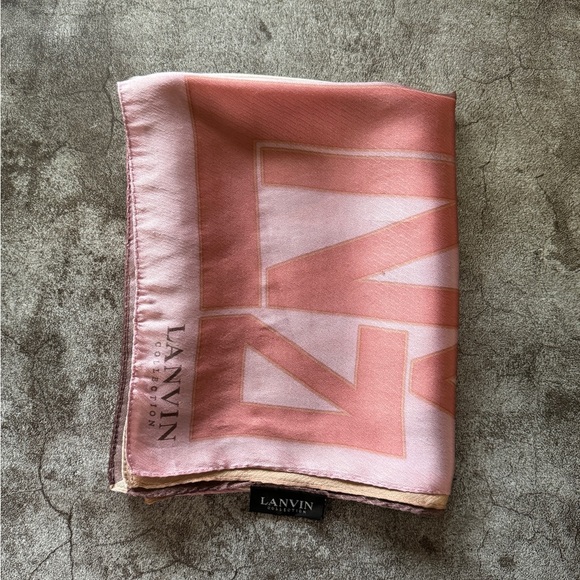 Lavin Collection Vintage Ombré Logo Scarf Rose Tan | OS - Picture 5 of 5